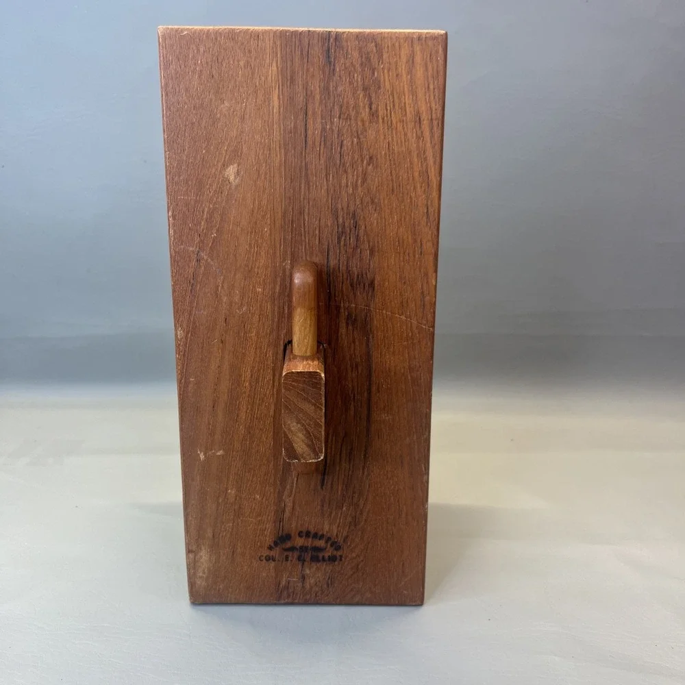 Solid Teak Puzzle Style Knife Block Hand Crafter By Col E.C. Elliot Vintage MCM